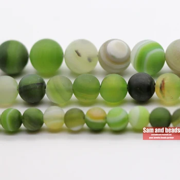 Оптовая продажа Натуральных камней, матовых агатов в полоску армейского зеленого цвета, круглых россыпных бусин для изготовления ювелирных изделий DMS23  5