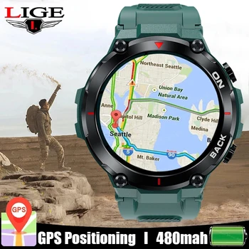 Новые смарт-часы LIGE GPS для мужчин, спорт на открытом воздухе, фитнес-браслет, часы для измерения артериального давления, водонепроницаемые смарт-часы IP68 для Android IOS  3