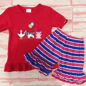 Бутик детской одежды, наряды, детский костюм с коротким рукавом, летний комплект, комплекты детской одежды в стиле вышивки  10