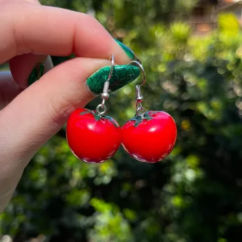Серьги-помидоры 3D, легкие очаровательные украшения, милые серьги в виде еды  5