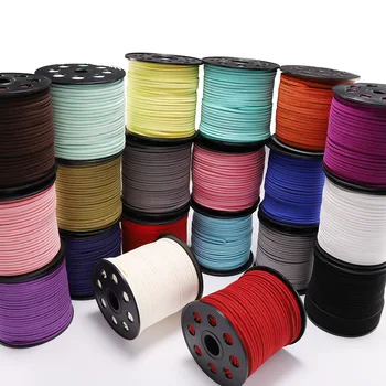 100 ярдов 36 цветов Плоская Корейская бархатная нить 2,5 мм, шнур из искусственной замши, веревочная нить для изготовления плетеного браслета-ожерелья  5