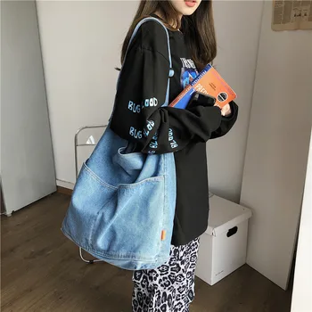 Модная новая женская сумка через плечо, повседневная простая однотонная сумка для женщин 2022 синего цвета, женские сумки для покупок через плечо большой вместимости  10