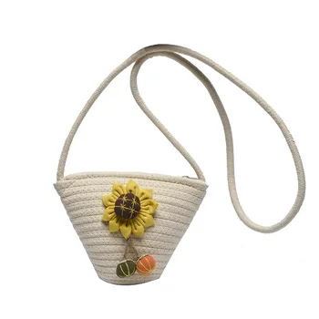 Женская плетеная сумка с цветочным узором, пляжный отдых, мессенджер на одно плечо, соломенная сумка ручной работы, летняя сторона для дам  1