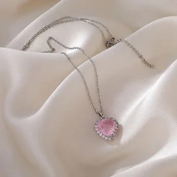 Новые розовые короткие ожерелья с подвеской в виде сердца любви для женщин, готическое винтажное модное очаровательное колье-чокер, ювелирные изделия Y2K  1