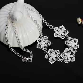 Серебро 925 пробы, 18-дюймовое ожерелье с подвеской Bauhinia, женская классическая милая подвеска для свадебной вечеринки, ювелирный подарок  4