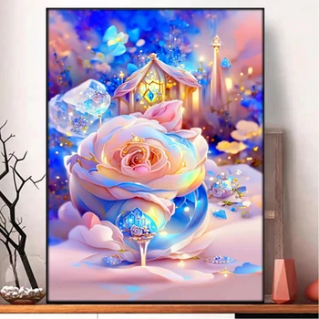 Сделай сам Алмазная живопись Dream Flower Фантастический пейзаж 5D Полная алмазная вышивка Mosiac Art Home Decor Сказочный замок  4