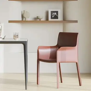 Обеденные стулья с поддержкой спины для гостиной, роскошное Итальянское офисное кресло для отдыха, Современная Кожаная мебель Nordic Sillas  10