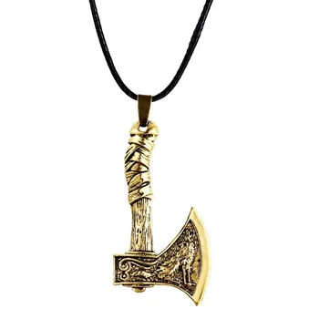 Винтажный Пиратский Кельтский узел Двусторонний Кулон с Топором, Модное мужское ожерелье, подарок для вечеринки в стиле рок-хип-хоп, ювелирные изделия  5