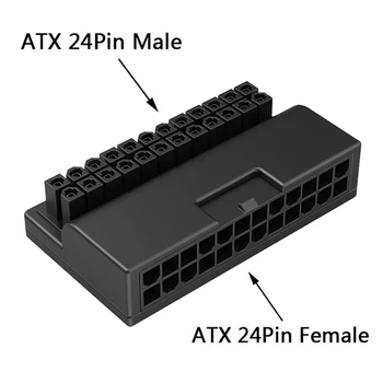 ATX 24Pin удлинитель между мужчинами и женщинами, преобразователь угла наклона 90 градусов, Разъем для кабелей питания, рулевая головка для материнской платы  1