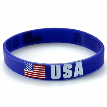 300шт Флаги стран США Синие резиновые браслеты Силиконовые Браслеты  1