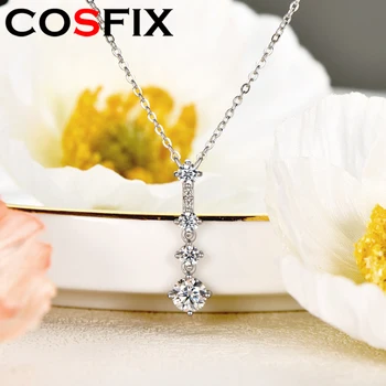 COSFIX D Color VVS1, ожерелье с кисточкой из муассанита, для женщин, 0,8 Карата, 100% Стерлинговое Серебро 925 пробы, Ювелирный подарок, Новый подарок  2