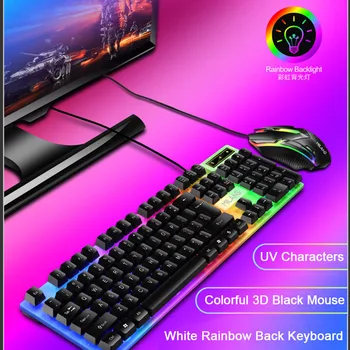 Офисная красочная клавиатура T6, Механическая Квадратная клавиша в стиле Панк, Износостойкая Противоскользящая Цветная легкая Игровая мышь, Набор клавиатур  3