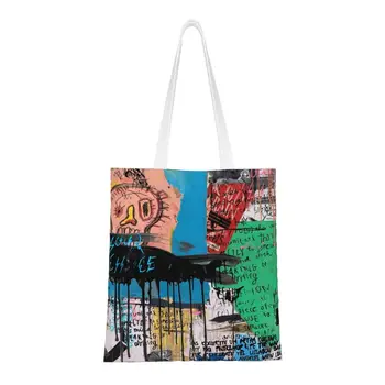 Забавная сумка для покупок в стиле Лоуэр Истсайд Memory, переработанная парусиновая сумка для покупок Jean Michel Basquiats  5