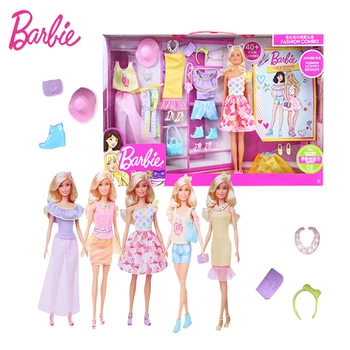 Подлинная кукла Барби Модное комбо, брошюра о модных мероприятиях, роскошный гардероб, мультиаксессуары, игрушки для девочек, подарки GFB83  2