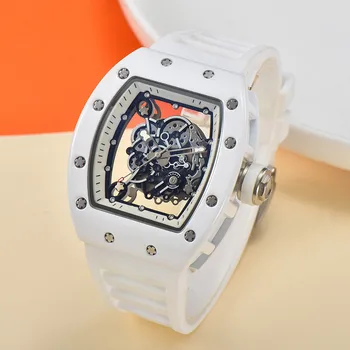 Richard new выдалбливают индивидуальные часы с головой тигра керамические масляные механические часы унисекс walk  5