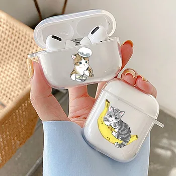 Прозрачный чехол для наушников с рисунком кота из мультфильма для Airpods 3 2 1 Pro, чехол для наушников с Bluetooth, мягкая зарядная коробка из ТПУ, Саппу  5