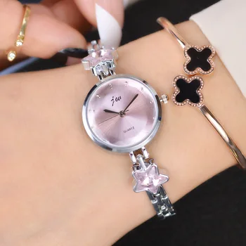 2018 Бренд JW, элегантные женские Часы-браслет, новое поступление, золотой стальной ремешок, простой дизайн, повседневное наручное Кварцевое женское время  10