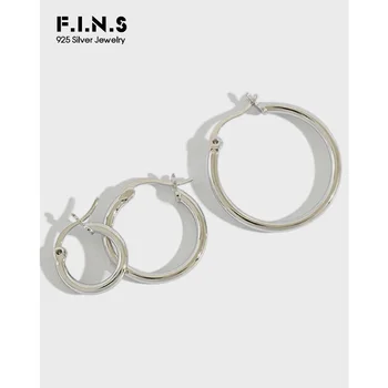 F.I.N.S Маленькие серьги-кольца Из стерлингового серебра 925 пробы Простые Геометрические Круглые серьги Предотвращают Аллергию Круглые серьги Модные украшения  4