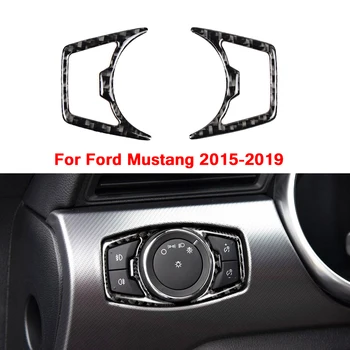1 пара наклеек на фары автомобиля из углеродного волокна для Ford Mustang 2015-2019  5