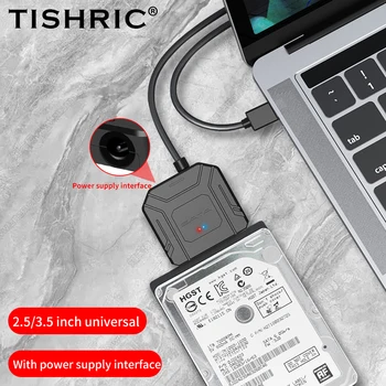 TISHRIC НОВЫЙ Кабель USB 3,0 SATA-Адаптер Поддержка Внешнего Питания 2,5/3,5-дюймовый Внешний Жесткий Диск HDD SSD 22-Контактный Кабель Sata III  3