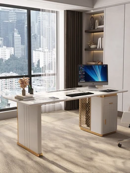 Современный высококачественный простой белый настольный светильник, роскошный компьютерный стол, небольшой бытовой стол в итальянском стиле из камня  5