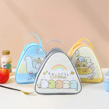 Сумка для бенто класса защиты окружающей среды для мамы, сумка для ланча с детским питанием, милая переносная треугольная сумка для завтрака и ланча для студентов  5
