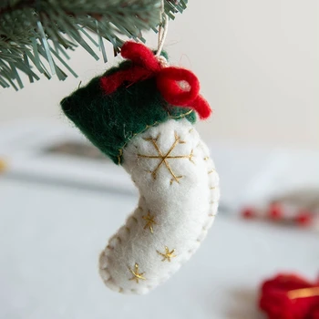 Рождественский кулон из шерстяного войлока, Рождественское украшение в виде елки для рождественского подарка  5