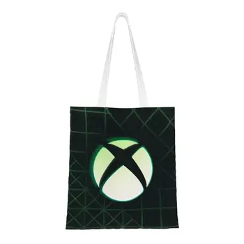 Классическая сумка для покупок с логотипом Xbox, изготовленная на заказ холщовая сумка для покупок через плечо, большая вместительная портативная сумка для геймерских подарков  10