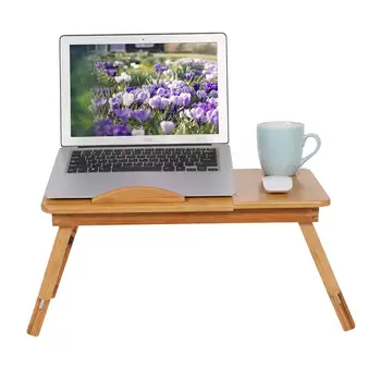 Портативный складной бамбуковый столик для ноутбука, диван-кровать, Офисная подставка для ноутбука, стол с вентилятором, прикроватный столик для компьютера, ноутбука, учебы  0