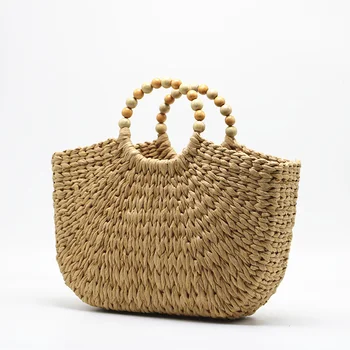 Сумка-корзина ручной работы из ротанга, сумки, богемные плетеные сумки из плетеной соломы, сумка через плечо, летние дорожные пляжные сумки для женщин 2023, сумка-тоут  5