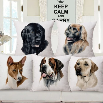 Ручная роспись портрета собаки Лабрадор Бигль Доберман Бордер Колли чехлы для подушек Декоративные подушки для дивана  5