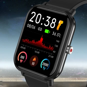 Смарт-часы мужские 1,7-дюймовые для измерения температуры Bluetooth Answer call Цифровые часы для мониторинга сердечного ритма Smartwatch для женщин  5