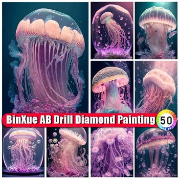 BinXue 2023 Новый 5D DIY Фэнтези Животное Медуза AB Наборы для алмазной живописи Подводная Мозаика ручной вышивки Подарок для домашнего декора  5