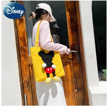 Женская холщовая сумка Disney, милая сумка с Микки Маусом, сумка для путешествий, сумка для хранения покупок, холщовая сумка для ланча, студенческая сумочка для девочек  4