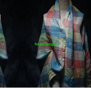 Высококачественная льняная дизайнерская ткань с квадратной клетчатой текстурой /half rice price  4