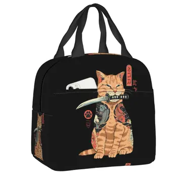 Японская сумка для ланча Samurai Cat, женский Многоразовый холодильник, термоизолированный ланч-бокс для детей, сумки для хранения школьной еды, пикника  10