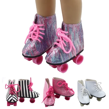 1 пара спортивной обуви для 18 дюймовой куклы-девочки Обувь для катания на роликовых коньках Подходит для 43-сантиметровых ботинок для куклы-младенца Аксессуары для игрушек  4