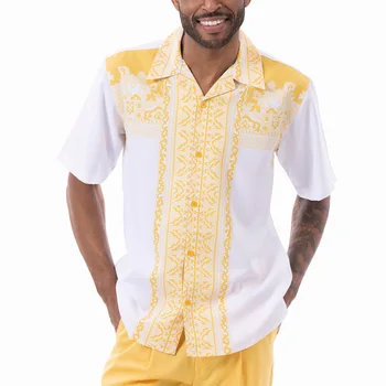 Мужские рубашки с коротким рукавом с принтом, летняя мода 2023, повседневная свободная рубашка с отворотом и пуговицами, Гавайские пляжные топы для мужской одежды  5
