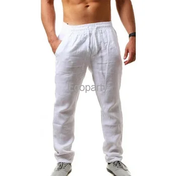 2023 Мужские хлопчатобумажные льняные брюки Мужские Осенние Новые Дышащие Однотонные льняные повседневные брюки Брюки для фитнеса Уличная одежда S-3XL  5