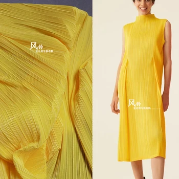 Плиссированная ткань Ярко-желтая креативная ткань в полоску, складки, фон для поделок, декор, юбка, платье, одежда, дизайнерская ткань  4