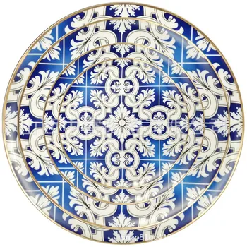 Внешняя торговля, Набор керамических тарелок в скандинавском стиле, Богемный синий, сине-белый фарфор, Гостиничная Свадебная посуда в западном стиле Оптом  5
