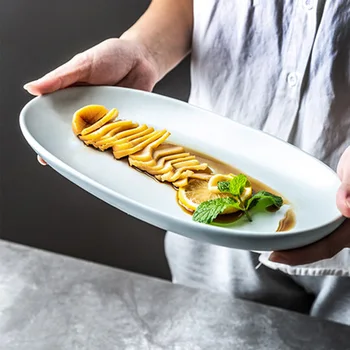 Творческая японская посуда керамическая рыба на пару рыбная тарелка большая длинная тарелка бытовая кухня индивидуальность большая рыбная тарелка  5