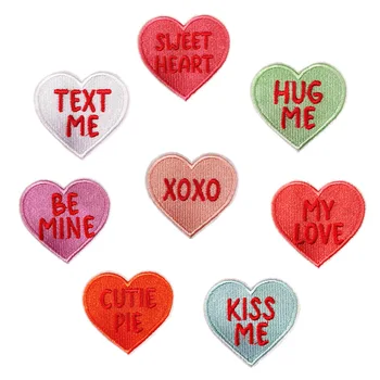 1 шт. Нашивки с сердечками на День Святого Валентина, рюкзак, вышитые наклейки для влюбленных, пальто, джинсы, бейдж с аппликацией  2