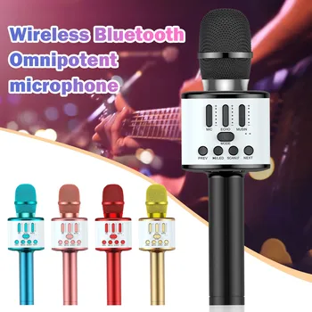 Караоке-микрофон для детей и взрослых, ручной Bluetooth-микрофон со светодиодной подсветкой, портативный динамик для смартфона, поющие мальчики и девочки  10