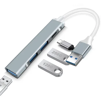 Type C USB C КОНЦЕНТРАТОР Высокоскоростной 4 Портовый Мультиразветвитель Адаптер OTG для Lenovo HUAWEI Xiaomi Macbook Pro 15 Air Pro Аксессуары  0