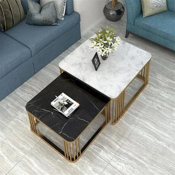 Комбинированная мебель из мрамора журнальный столик журнальный столик в конце гостиной, современный диван, центральный столик, квадратный стол  10