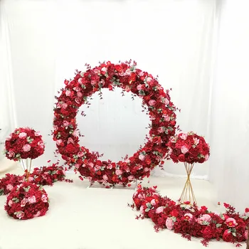 Новый свадебный круг арка венок шелковые цветы искусственные цветы высококачественный декор стен осеннее украшение рамка deco mariage  5