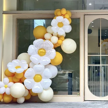 100 штук желтых латексных макаронных шариков Disney для вечеринки в честь дня рождения, набор лесных ромашек, принадлежности для свадебных праздников  5