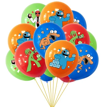 Радужная тема, 12-дюймовый воздушный шар с латексным принтом, видеоигры для друзей детей, принадлежности для украшения вечеринки по случаю дня рождения  5