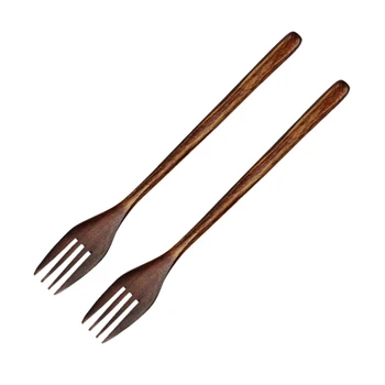 Деревянные вилки, 30 штук, экологически чистая Японская деревянная вилка для салата, столовая посуда для детей и взрослых  4